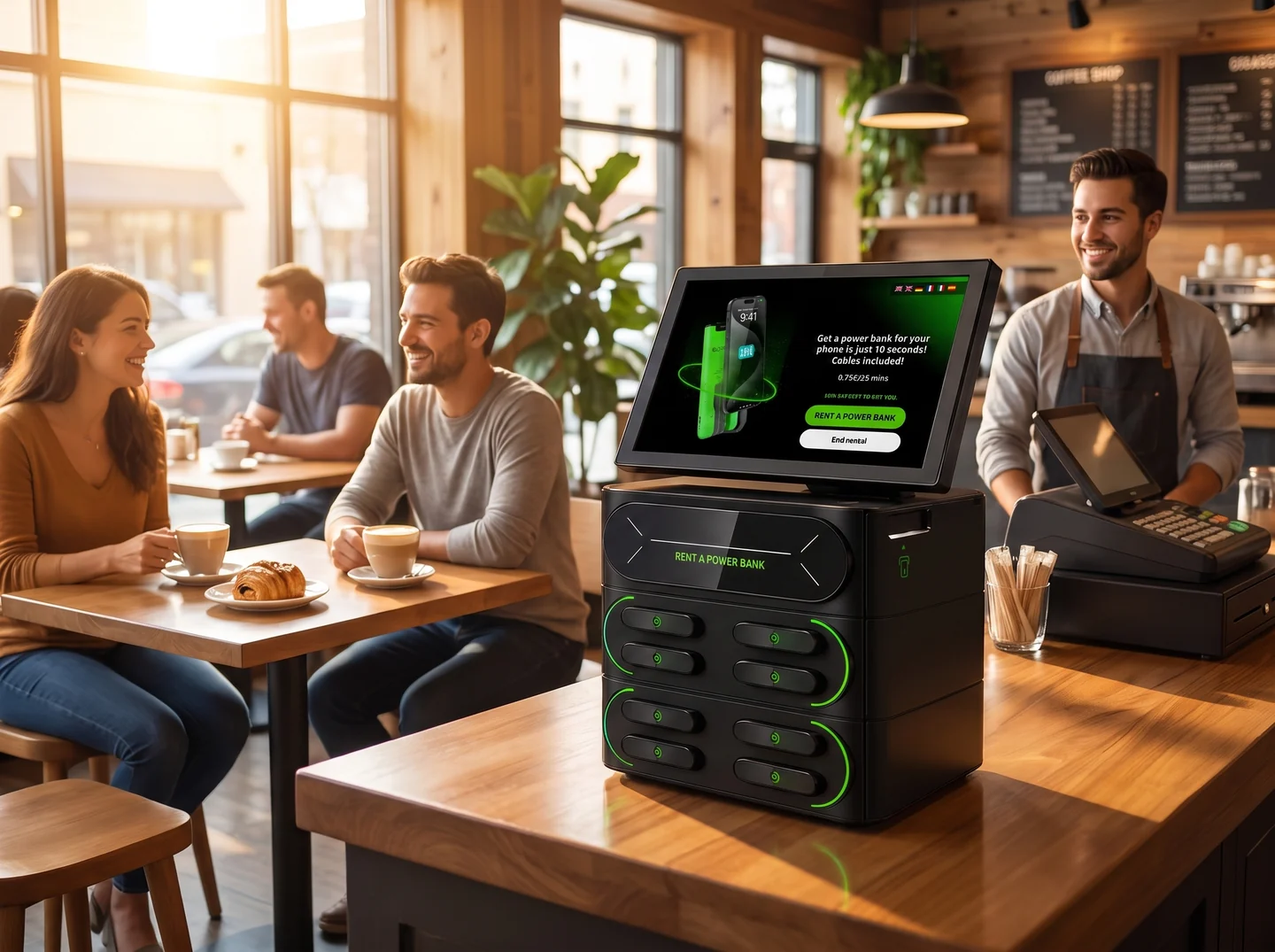 Catch A Charge power bank sharing station keeping customers connected at a Las Vegas café