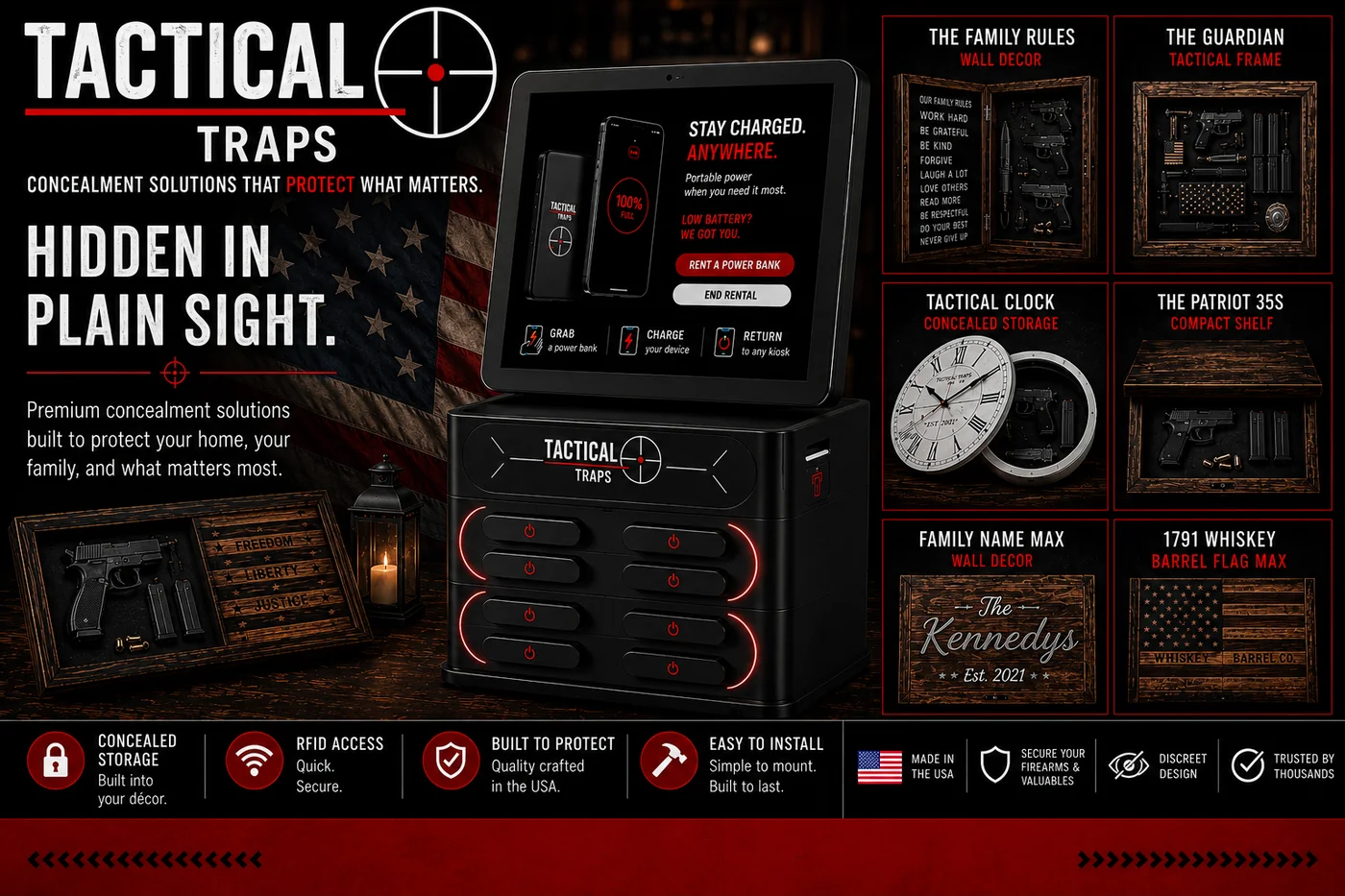 Tactical Traps - Catch A Charge phone charging kiosk partner in Las Vegas
